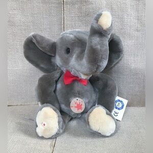 Sigikid Elephant In Red Bow Tie Rope Tail Plush Stuffed Animal Cute Rare Germany